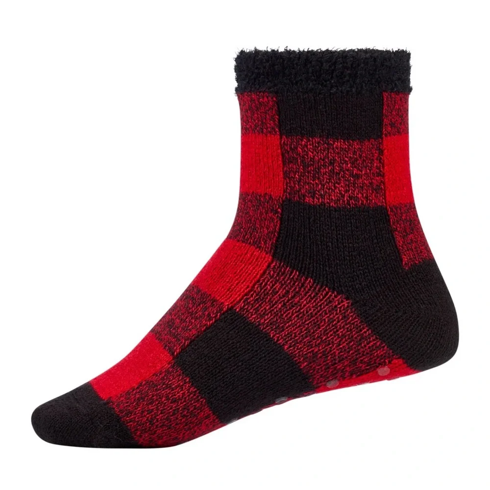 Northeast Outfitters Youth Cozy Cabin Buff Check Aloe Infused Socks
